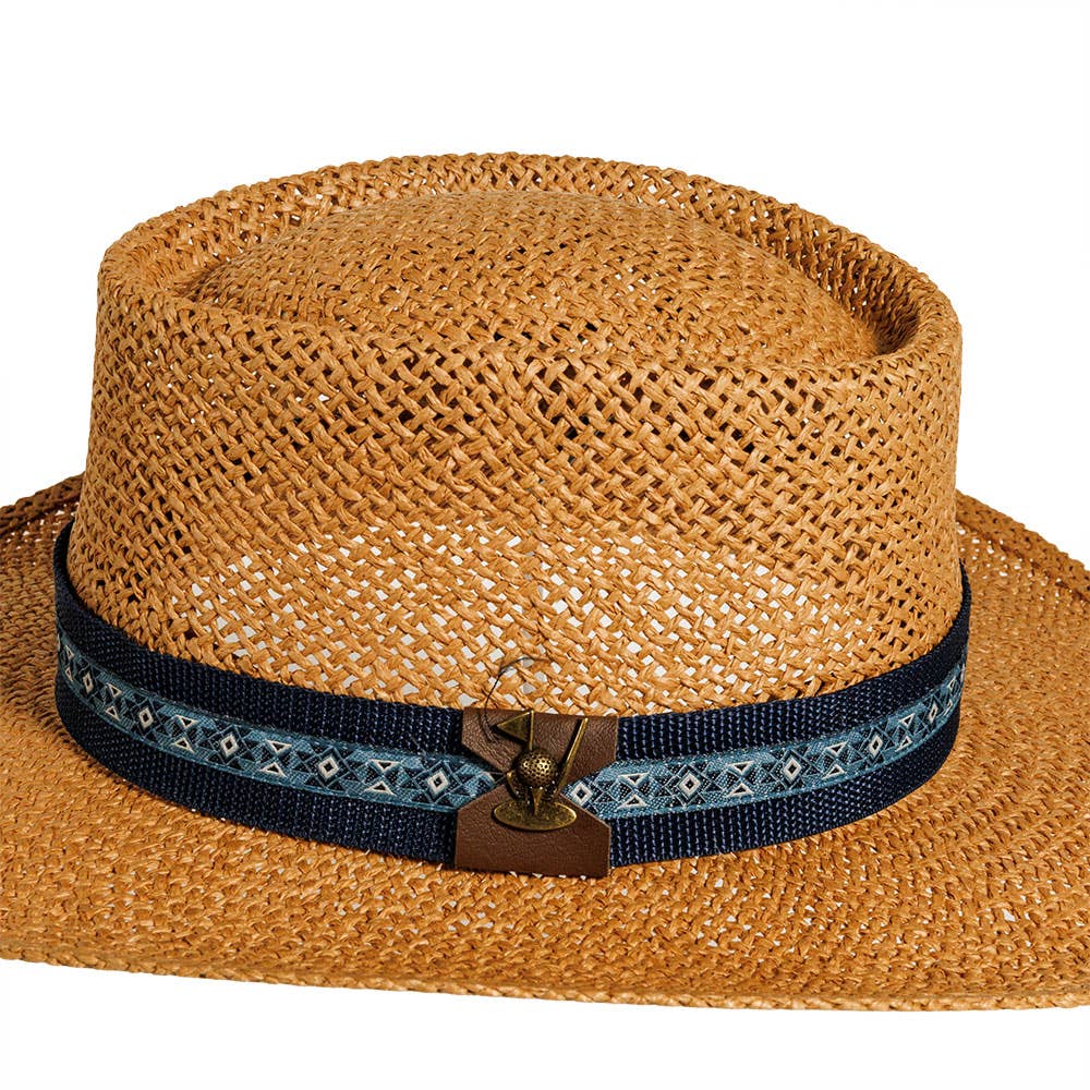 Men's Gambler Straw Hat Links Toyo Straw Sun Hat Wide Brim