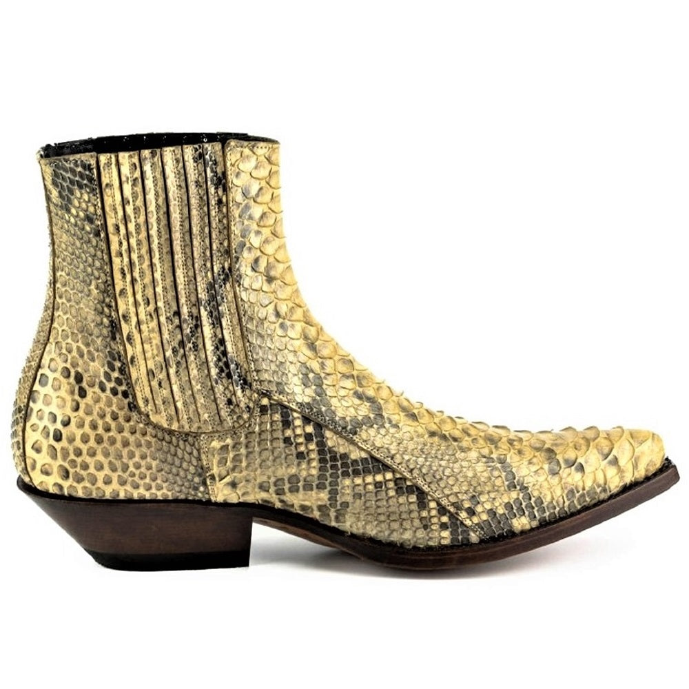 Men's Harrier M-50 Python Leather Ankle Boots - Goodyear Welted Chelsea Boots with Elastic Sides