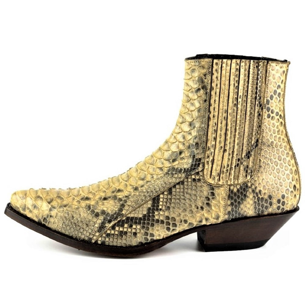 Men's Harrier M-50 Python Leather Ankle Boots - Goodyear Welted Chelsea Boots with Elastic Sides