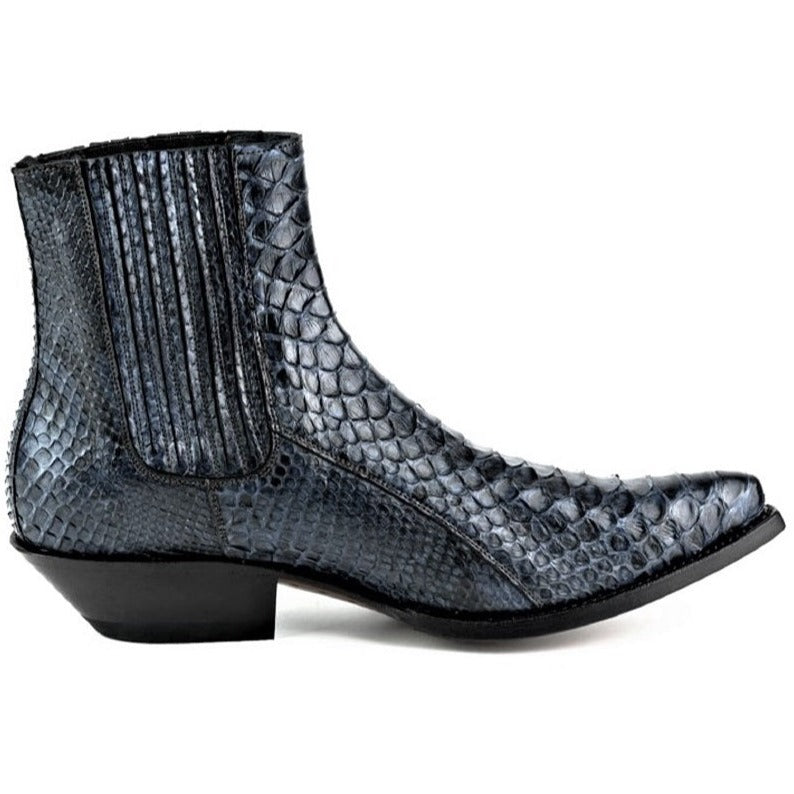 Men's Harrier M-50 Python Leather Ankle Boots - Goodyear Welted Chelsea Boots with Elastic Sides