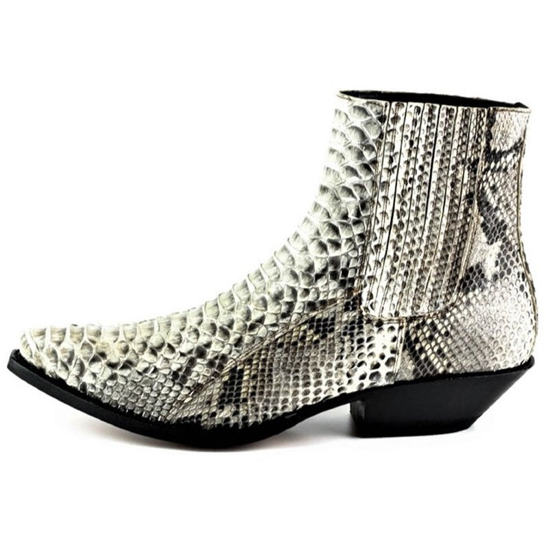 Men's Harrier M-50 Python Leather Ankle Boots - Goodyear Welted Chelsea Boots with Elastic Sides