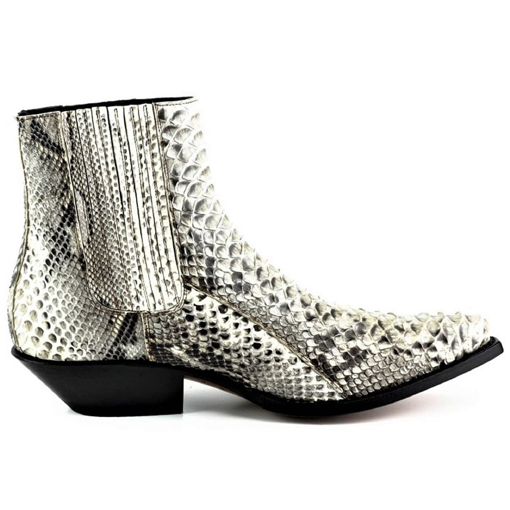 Men's Harrier M-50 Python Leather Ankle Boots - Goodyear Welted Chelsea Boots with Elastic Sides