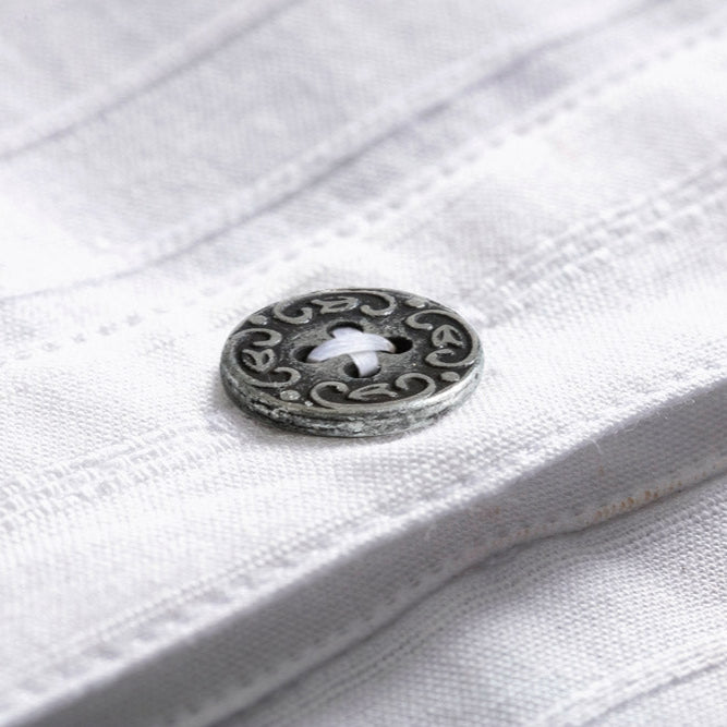 Men's Jacquard Western Shirt Farmer - Stand-Up Collar with Metal Buttons