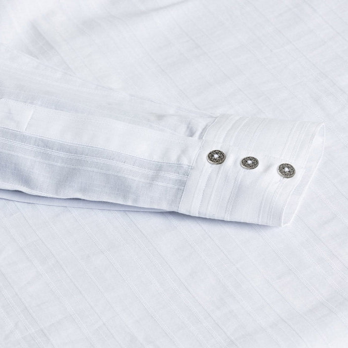 Men's Jacquard Western Shirt Farmer - Stand-Up Collar with Metal Buttons