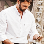 Men's Jacquard Western Shirt Farmer - Stand-Up Collar with Metal Buttons