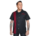 Men's Lounge Shirt Sound of Rock'n'Roll - Black Burgundy Rockabilly Shirt with Embroidery