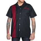 Men's Lounge Shirt Sound of Rock'n'Roll - Black Burgundy Rockabilly Shirt with Embroidery