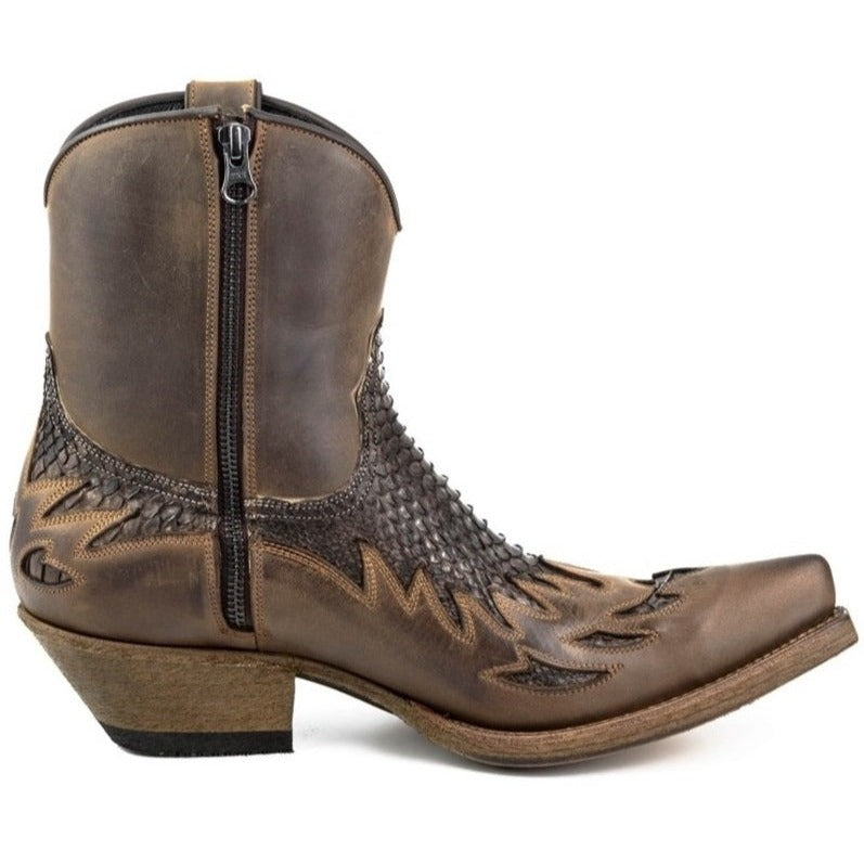 Men's Mayura Python Cowboy Ankle Boots - Handcrafted Goodyear Welt Leather Boots with Zipper