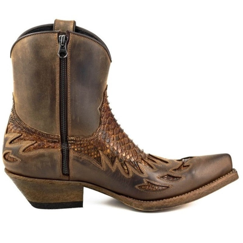 Men's Mayura Python Cowboy Ankle Boots - Handcrafted Goodyear Welt Leather Boots with Zipper