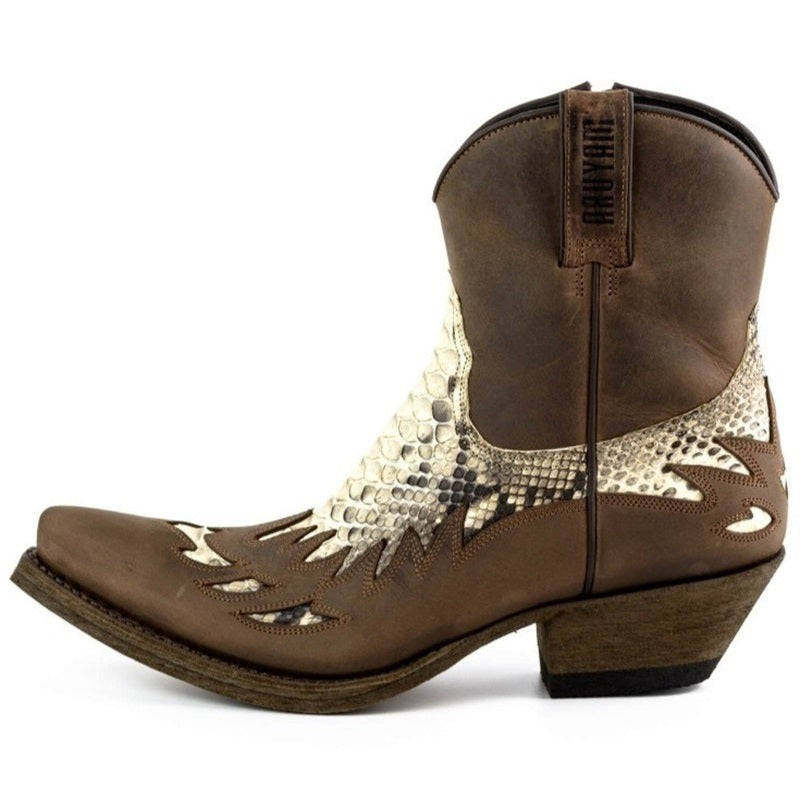 Men's Mayura Python Cowboy Ankle Boots - Handcrafted Goodyear Welt Leather Boots with Zipper