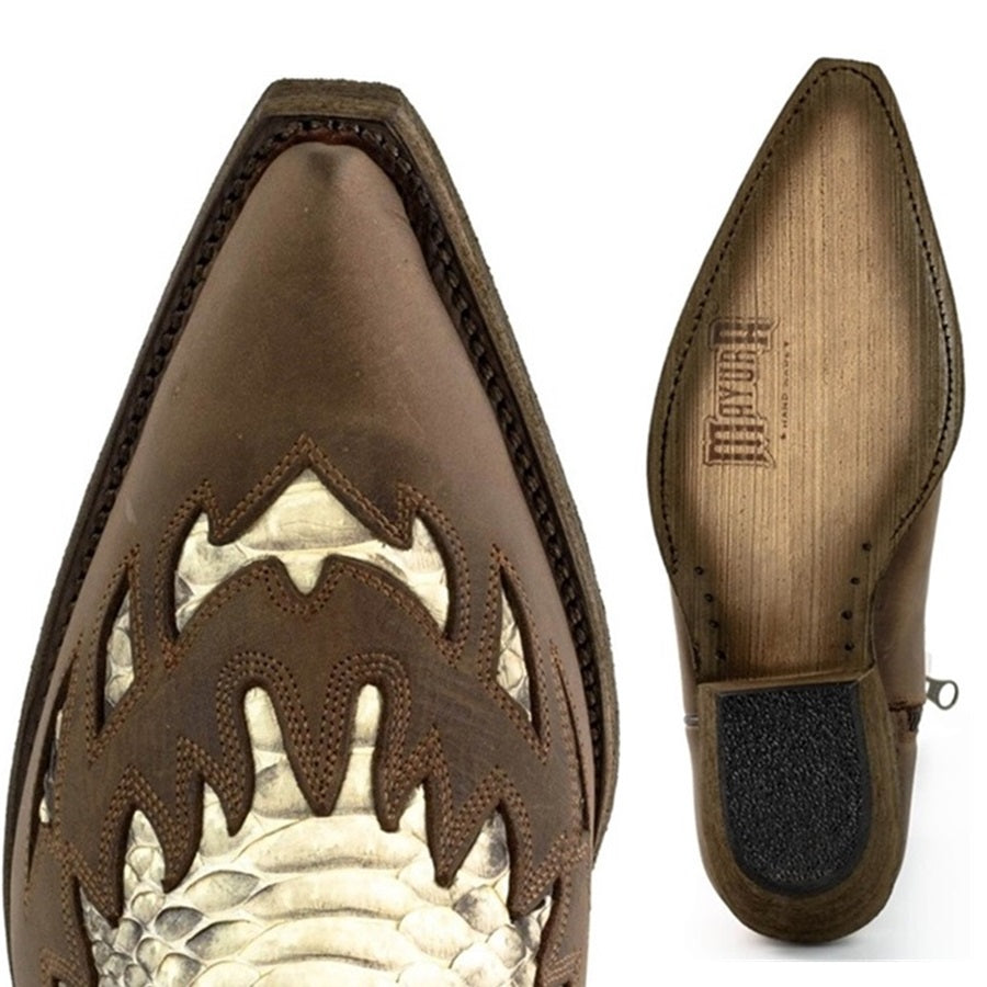 Men's Mayura Python Cowboy Ankle Boots - Handcrafted Goodyear Welt Leather Boots with Zipper