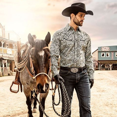 Men's Paisley Western Shirt Ace with Detailed Pattern - Cowboy shirt