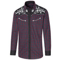 Men's Plaid Western Shirt Baker - Embroidered Yoke with Smiley Details