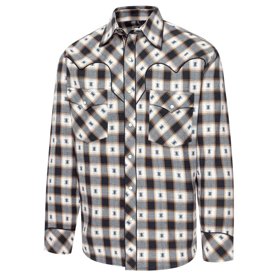 Men's Plaid Western Shirt Gus with Woven Details - Country Cowboy shirt