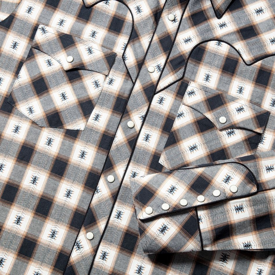 Men's Plaid Western Shirt Gus with Woven Details - Country Cowboy shirt