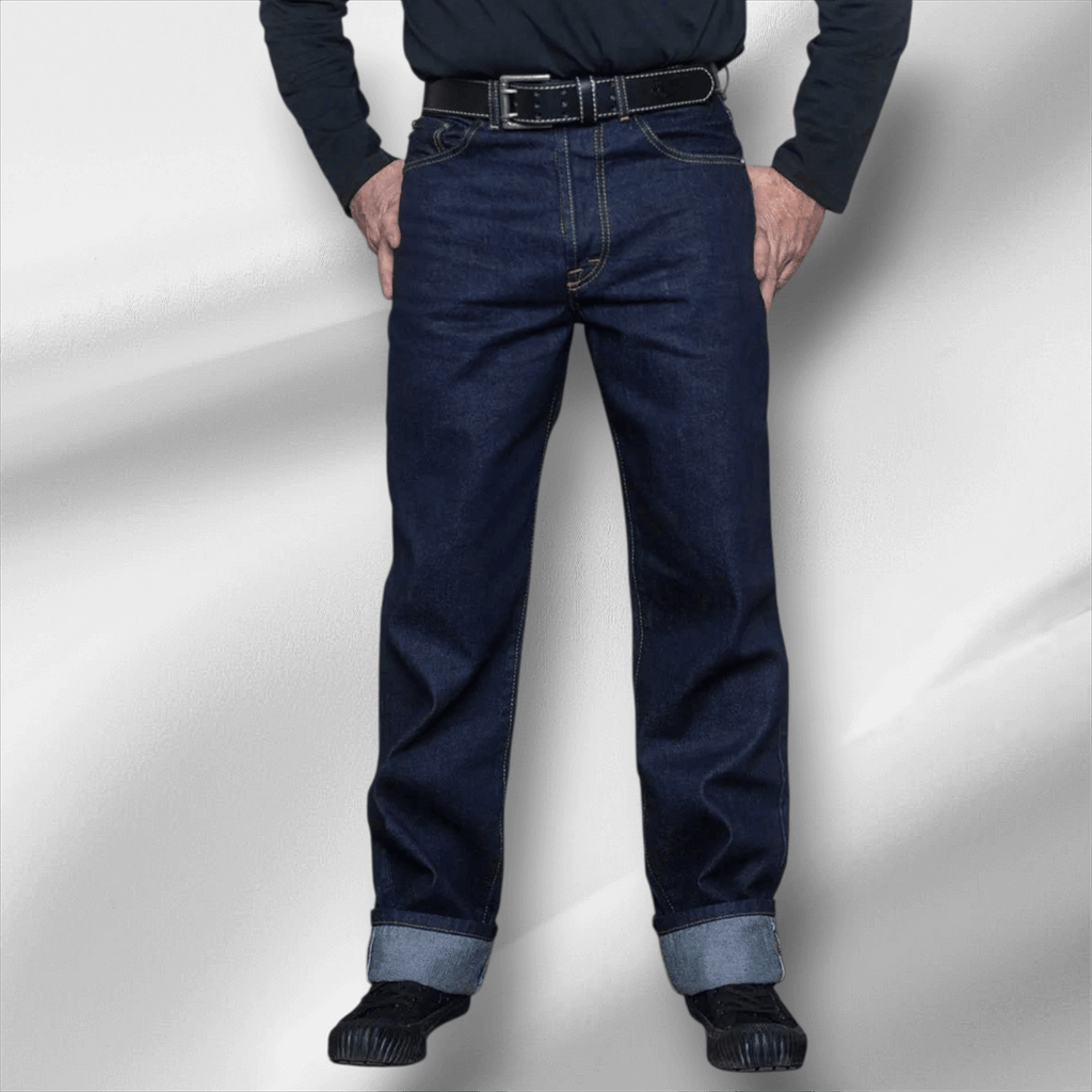 Men's Relaxed Fit Denim Jeans Greasers Gold - 50s Rockabilly Jeans with Comb