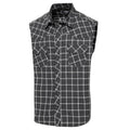 Men's Sleeveless Western Shirt Jacob - Checked Plaid with Embroidered Bull