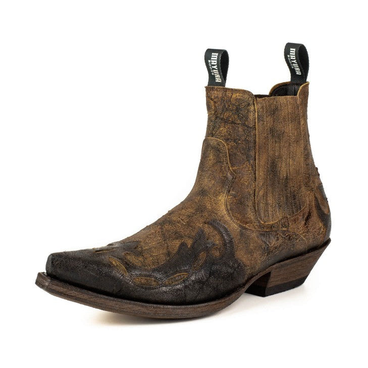 Men's Thor Brown Leather Ankle Boots - Goodyear Welted Western Short Boots