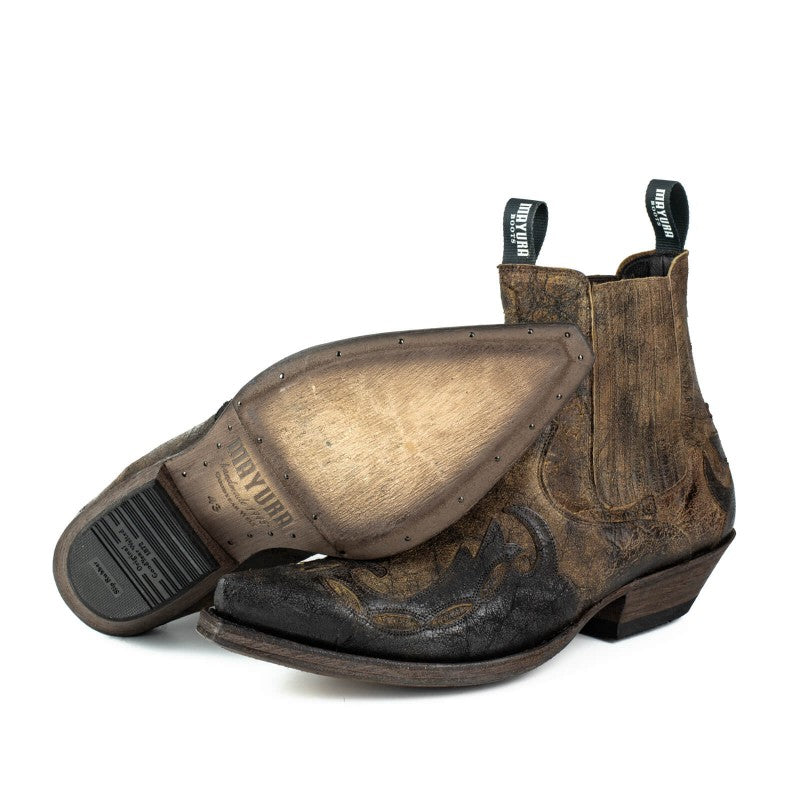 Men's Thor Brown Leather Ankle Boots - Goodyear Welted Western Short Boots