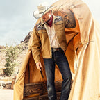 Men's Western Canvas Jacket Carson - Sherpa Lined Cowboy Jacket