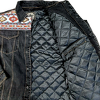 Men's Western Denim Jacket with Lining - Moran Aztec Trim Canvas Jacket