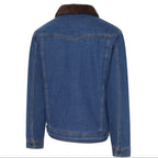 Men's Western Denim Jacket with Sherpa Lining - Bullock Aztec Trim Trucker Jacket