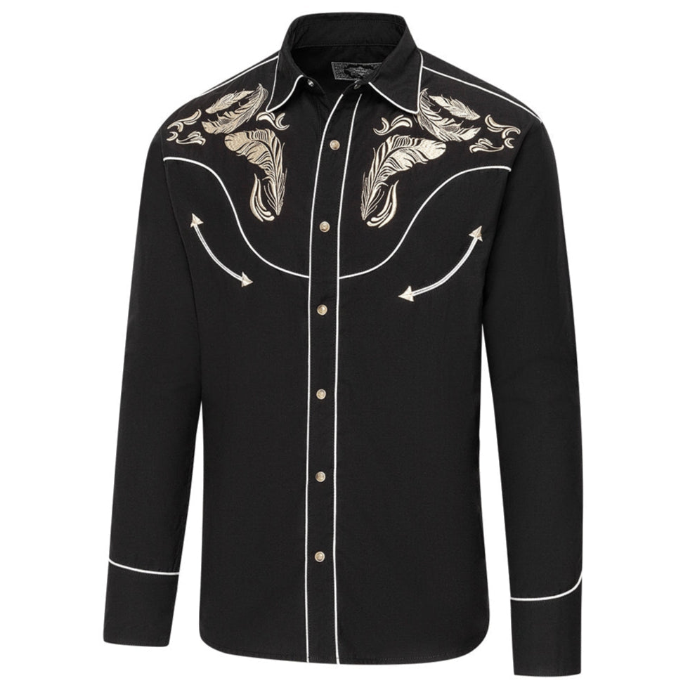 Men's Western Embroidered Shirt Dixon - Cowboy Snap Shirt with Piping