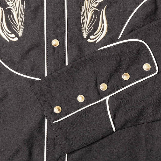 Men's Western Embroidered Shirt Dixon - Cowboy Snap Shirt with Piping