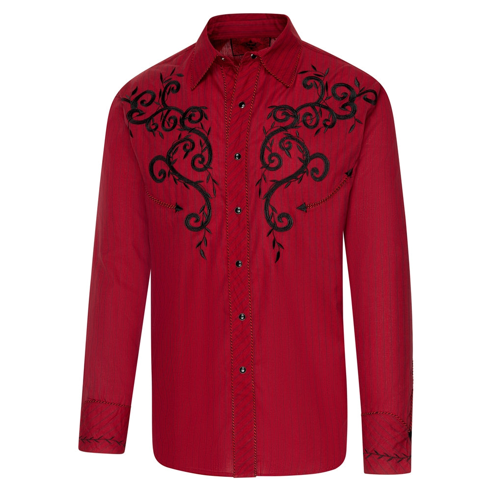 Men's Western Embroidered Shirt Mason with Two-Tone Piping