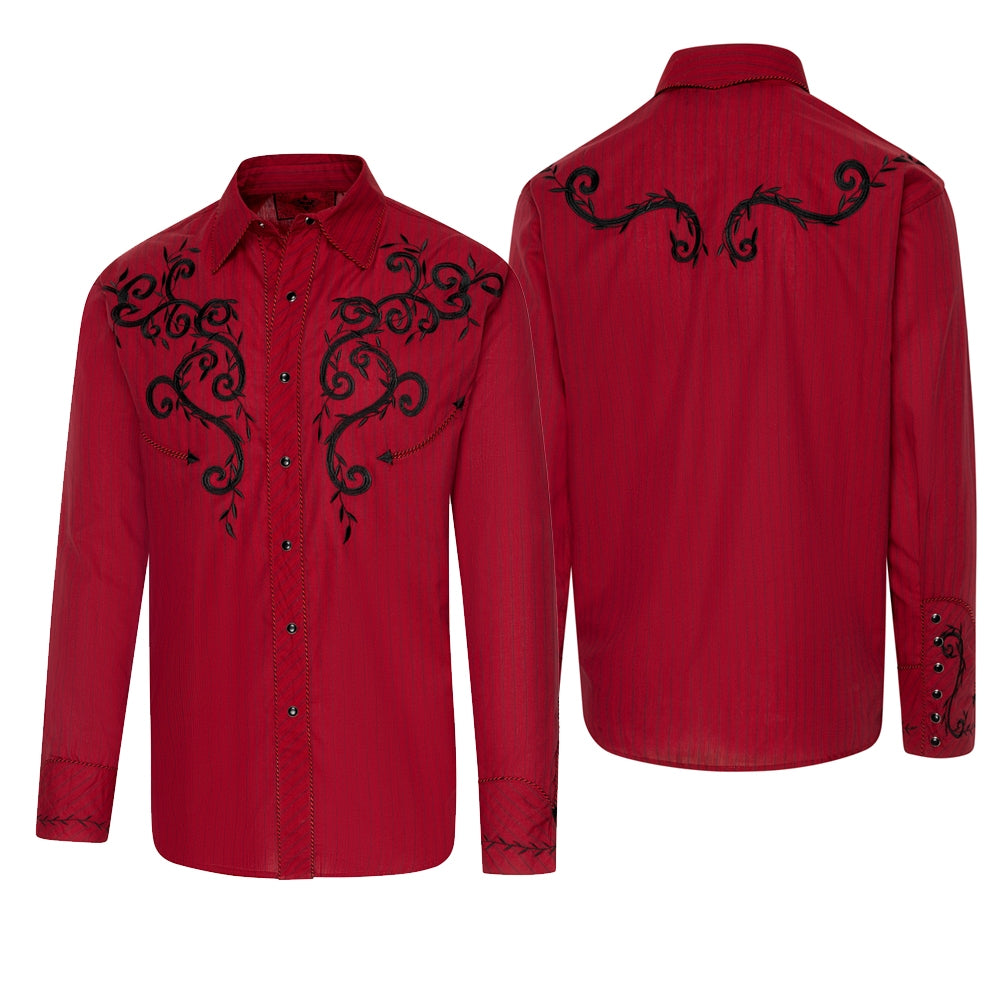 Men's Western Embroidered Shirt Mason with Two-Tone Piping