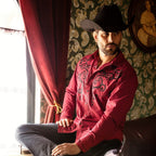 Men's Western Embroidered Shirt Mason with Two-Tone Piping