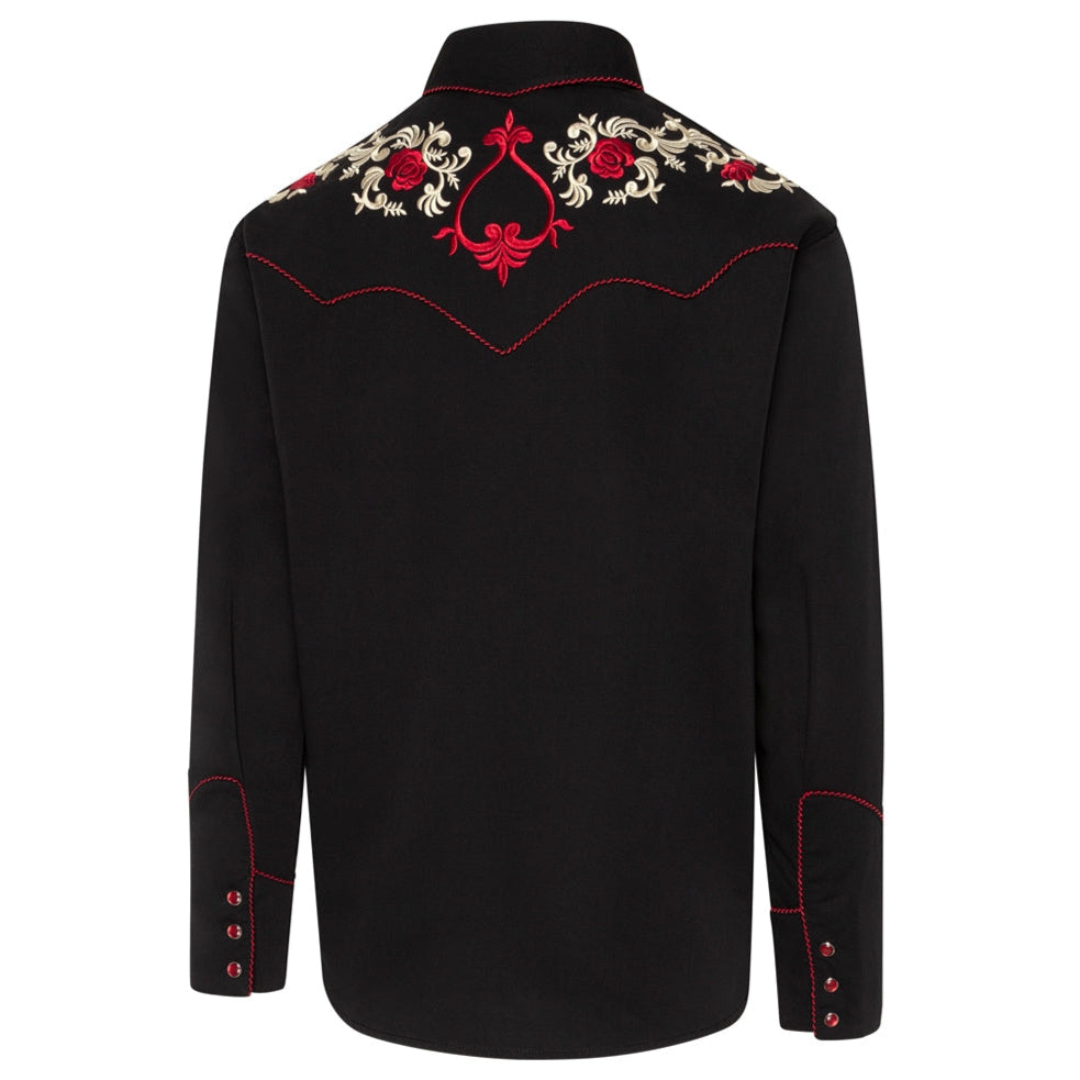 Men's Western Embroidered Shirt Milton - Cowboy Snap Button Shirt with Pipin