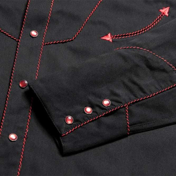 Men's Western Embroidered Shirt Milton - Cowboy Snap Button Shirt with Pipin