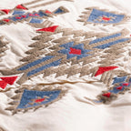 Men's Western Shirt Barney - Beige with Aztec Embroidery & Light Wash