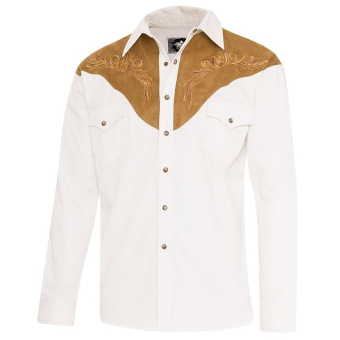 Men's Western Shirt Boston - Suede Leather Look with Embroidered Yoke