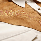 Men's Western Shirt Boston - Suede Leather Look with Embroidered Yoke