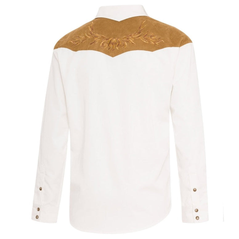 Men's Western Shirt Boston - Suede Leather Look with Embroidered Yoke