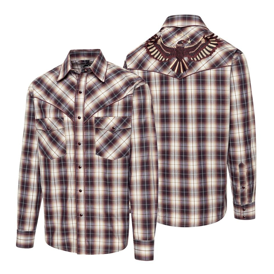 Men's Western Shirt Nathan - Plaid with Embroidered Eagle on Back