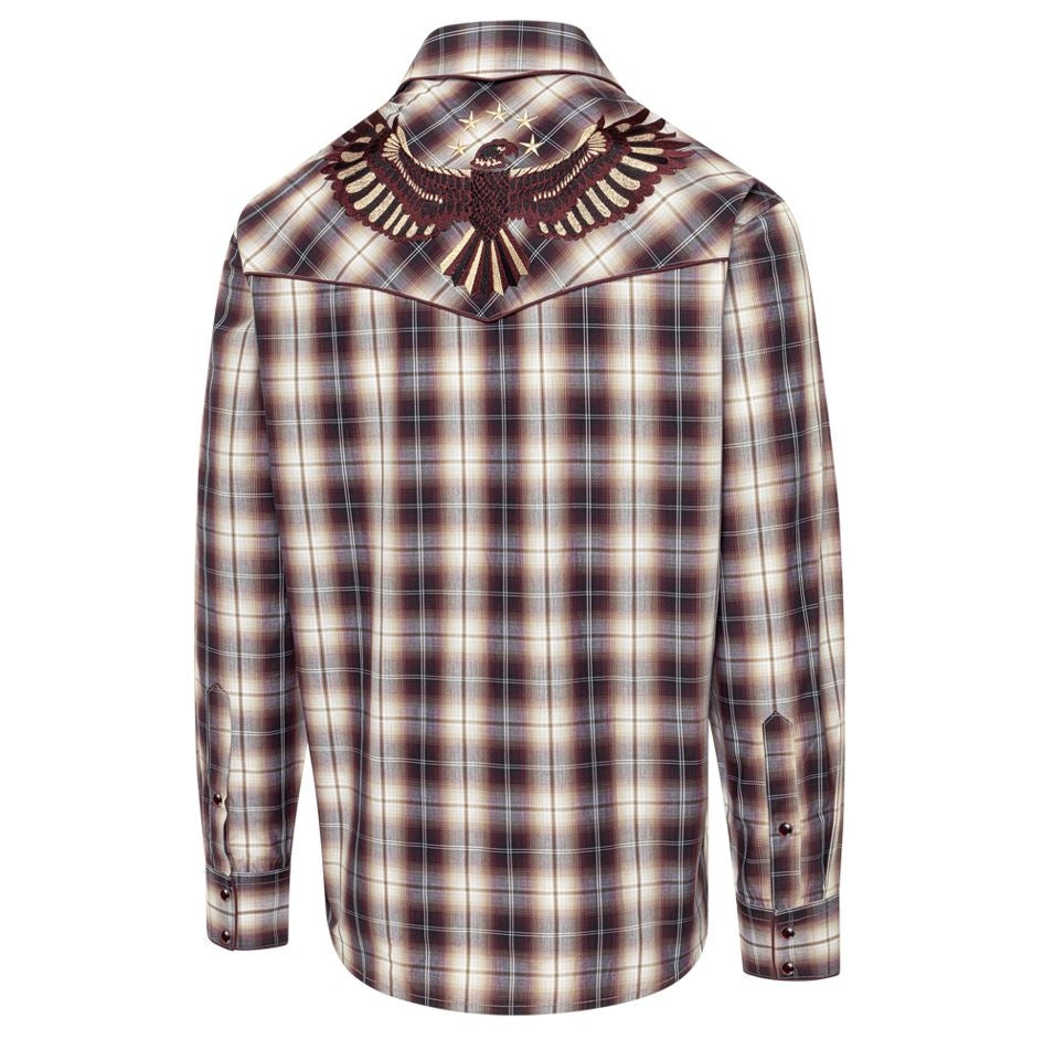 Men's Western Shirt Nathan - Plaid with Embroidered Eagle on Back