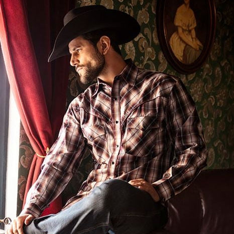 Men's Western Shirt Nathan - Plaid with Embroidered Eagle on Back