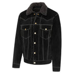 Men's Western Suede Jacket with Eagle Embroidery - Decker Fur Collar Leather Jacket
