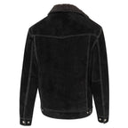 Men's Western Suede Jacket with Fur Collar - Hunter Leather Trucker Jacket
