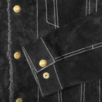 Men's Western Suede Jacket with Fur Collar - Hunter Leather Trucker Jacket