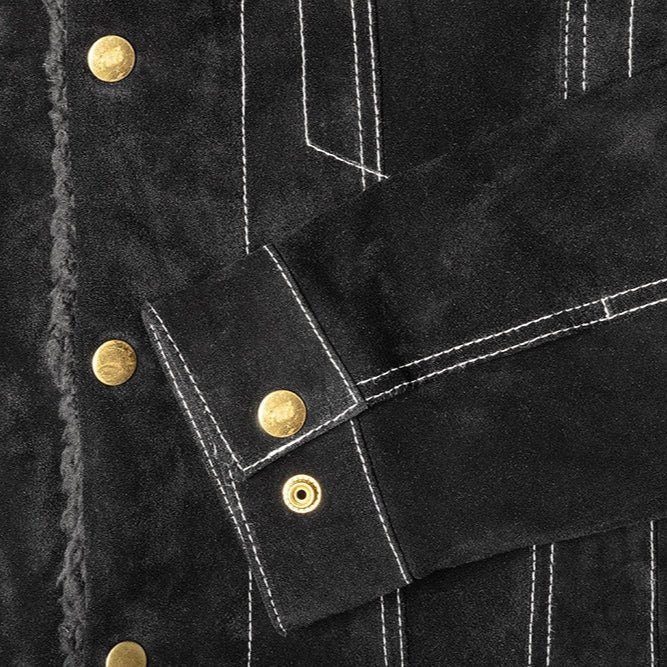 Men's Western Suede Jacket with Fur Collar - Hunter Leather Trucker Jacket