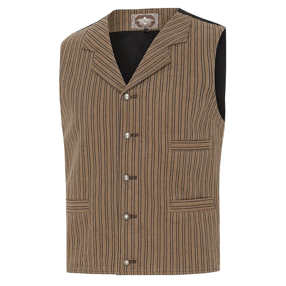 Men's Western Vest Earl - Cotton Waistcoat with Decorative Metal Buttons