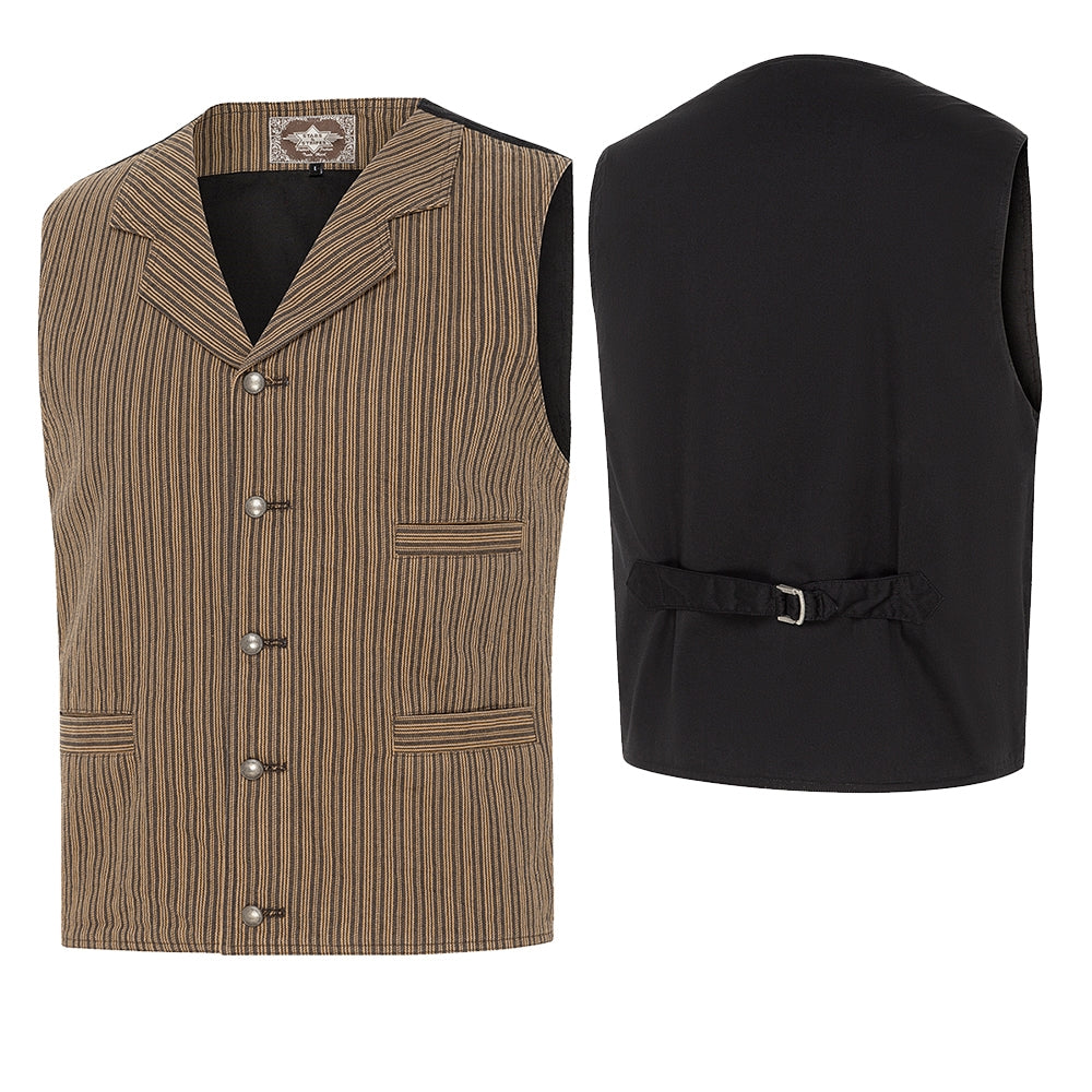 Men's Western Vest Earl - Cotton Waistcoat with Decorative Metal Buttons