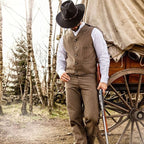 Men's Western Vest Earl - Cotton Waistcoat with Decorative Metal Buttons