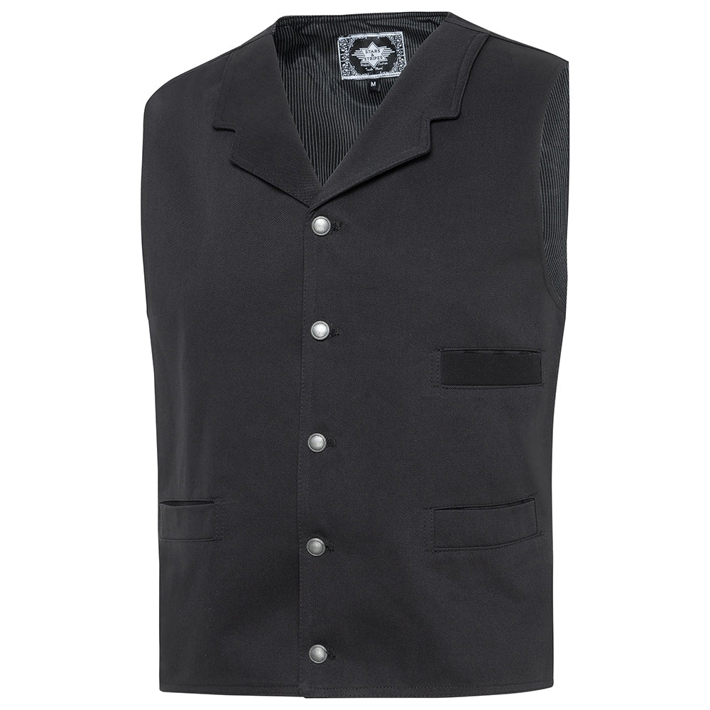 Men's Western Vest Earp - Cotton Waistcoat with Decorative Metal Buttons