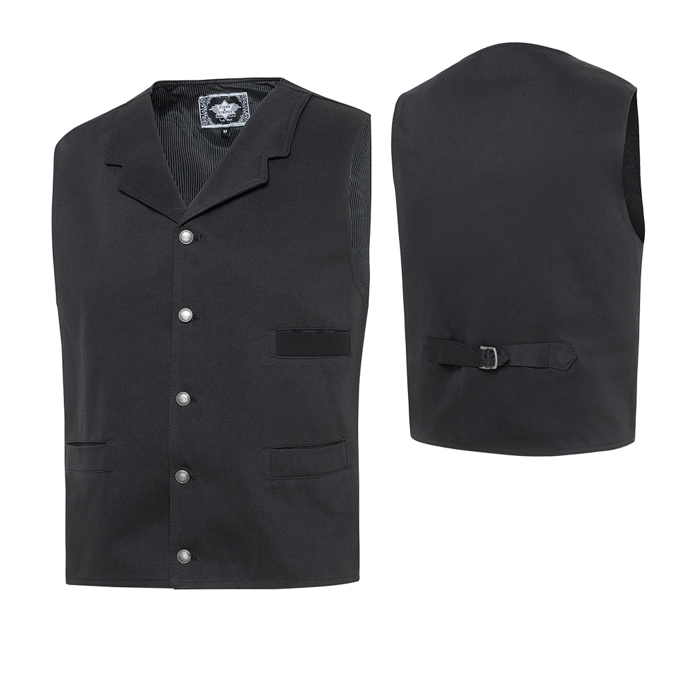Men's Western Vest Earp - Cotton Waistcoat with Decorative Metal Buttons