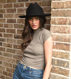 Men's Wool Felt Open Road Fedora Hat Dead End - Classic Black Western Hat